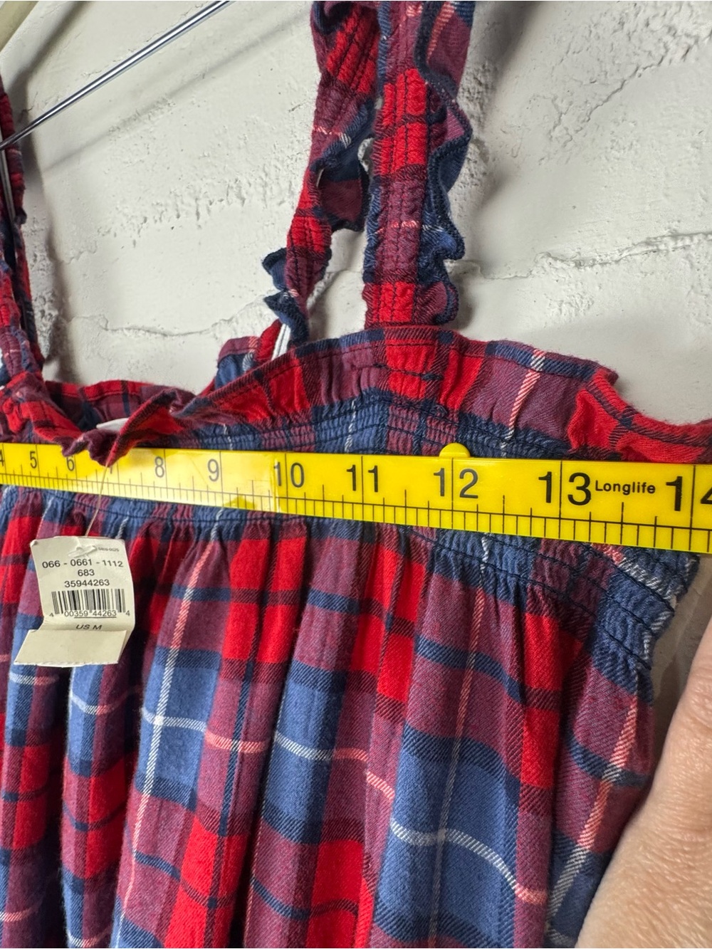 Aerie Flannel Plaid Romper In Chilly Red Blue pajama PJ Ruffled  Size M NWT - Picture 10 of 10